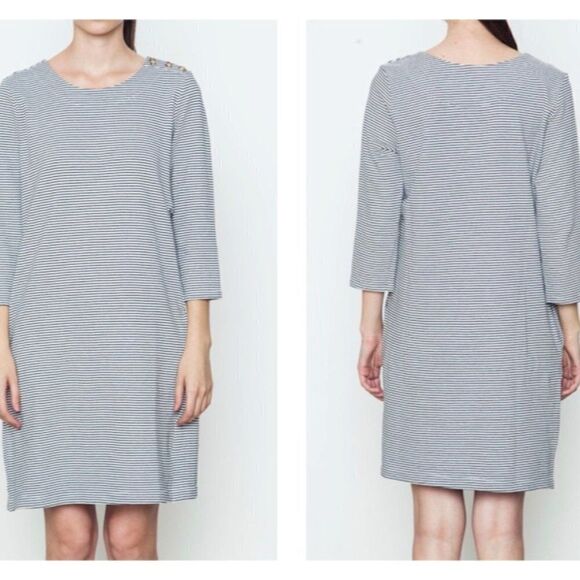 Mo:vint size Large Black & White Striped Shirt Dress - Picture 1 of 11